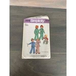 Simplicity Vintage Cut Toddlers Coveralls and Shirt Size 1/2 and 1 Pattern 7816